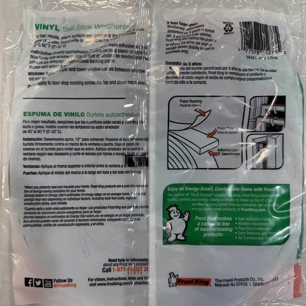 Frost King Waterproof Weatherseal 1/2 in Wide x 3/8 Thick x 10ft long 4 Pack